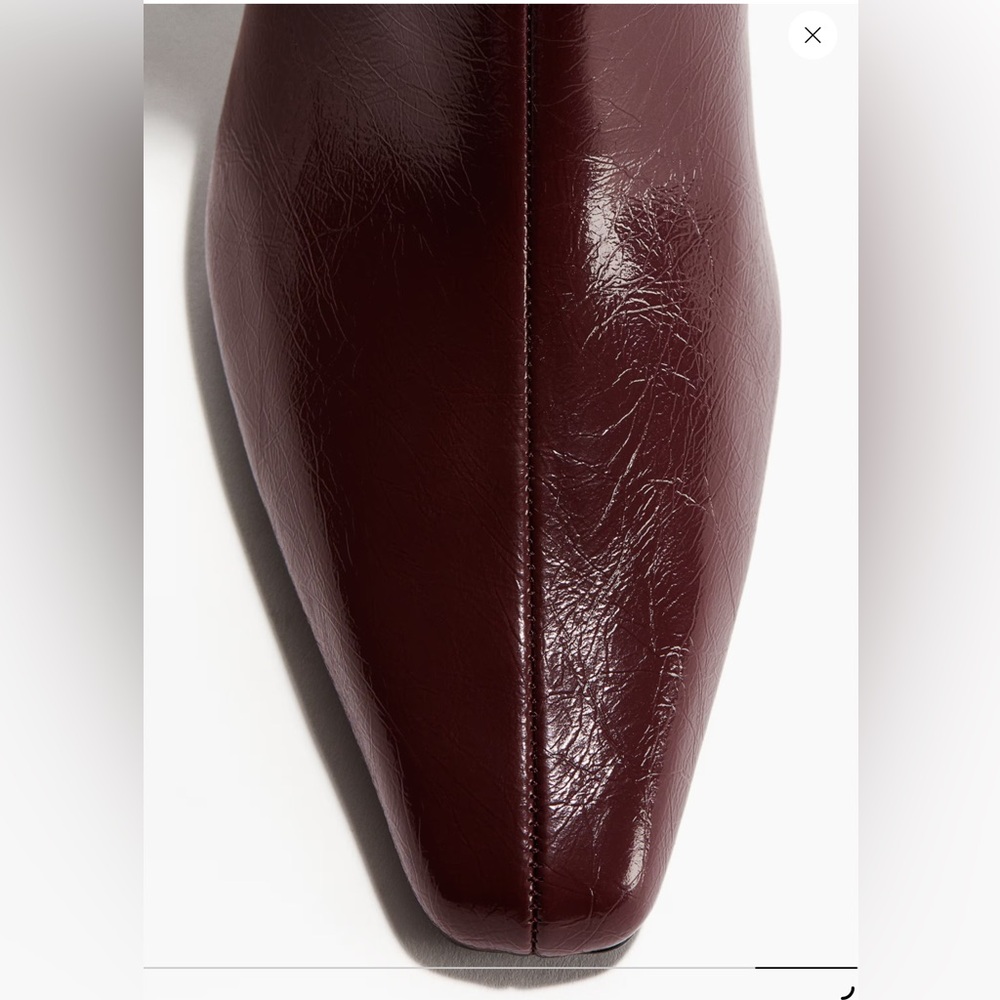 H&M Burgundy Knee-High Pointed Toe Heeled Boots – Slim Mid Heel – 37 – BNWt - Picture 3 of 13